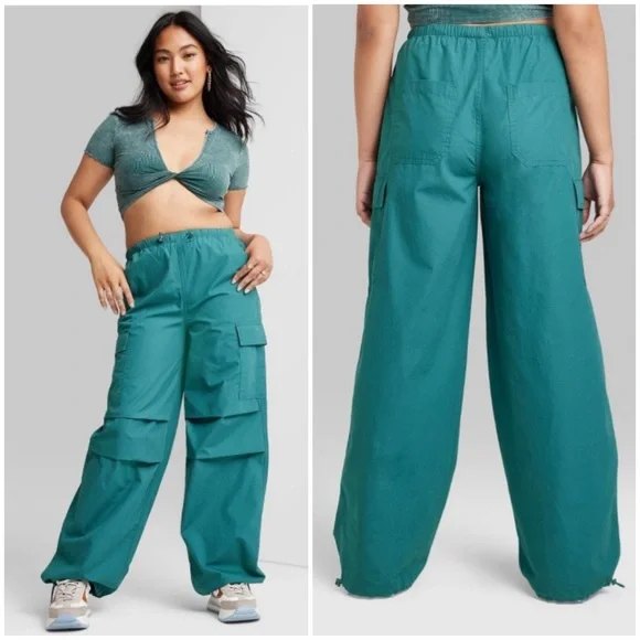 wild fable Pants Jumpsuits Highrise Cargo Parachute Pants